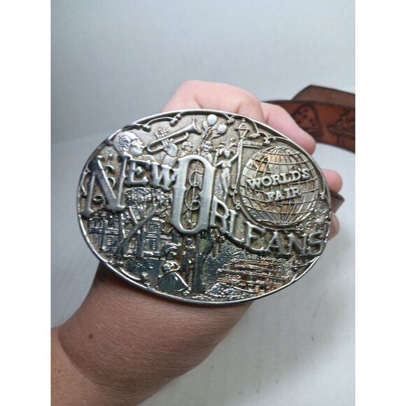 Award Design New Orleans World Fair 24K Gold & Silver plated Brass Belt Buckle